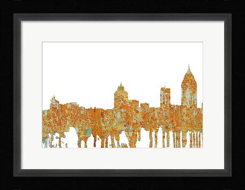 Framed Mobile Alabama Skyline - Rust Print
