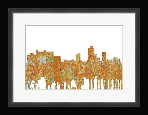 Framed New Brunswick New Jersey Skyline - Rust Print