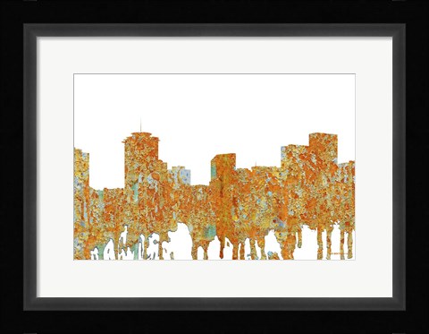 Framed New Orleans Louisiana Skyline - Rust Print