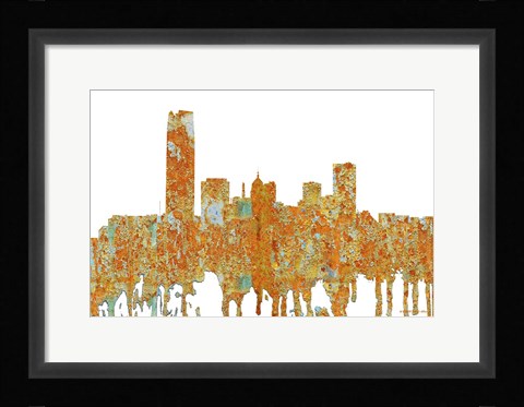 Framed Oklahoma City Oklahoma Skyline -Rust Print