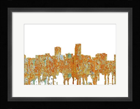 Framed Omaha Nebraska Skyline - Rust Print