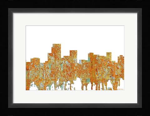 Framed Parsippany New Jersey Skyline - Rust Print