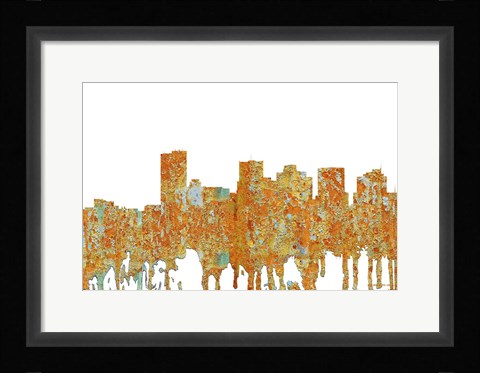 Framed Phoenix Arizona Skyline - Rust Print