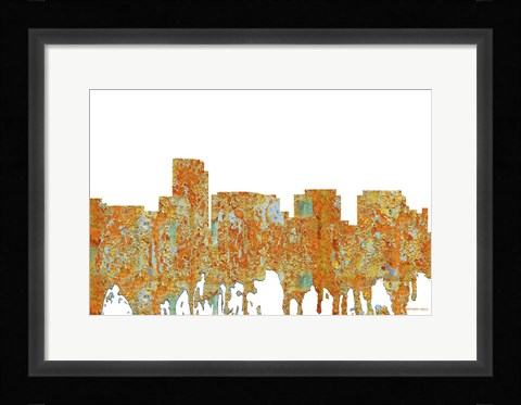 Framed Rosslyn Virginia Skyline - Rust Print