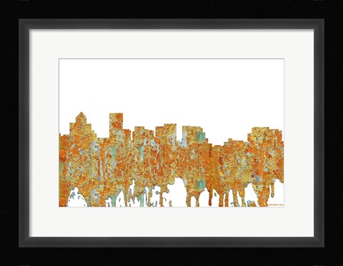 Framed Salem Oregon Skyline - Rust Print