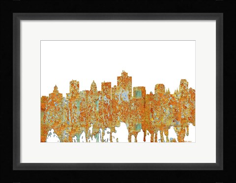Framed SaltLake City Utah Skyline - Rust Print