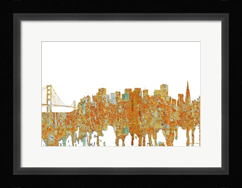 Framed San Francisco California Skyline - Rust Print