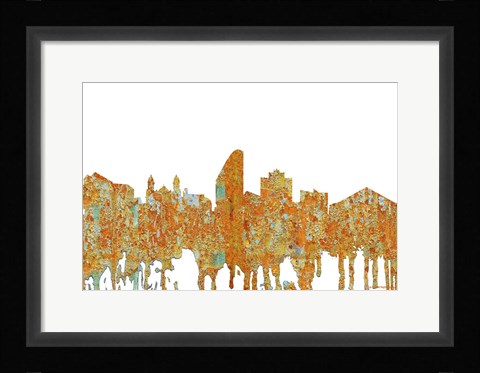 Framed San Jose California Skyline - Rust Print