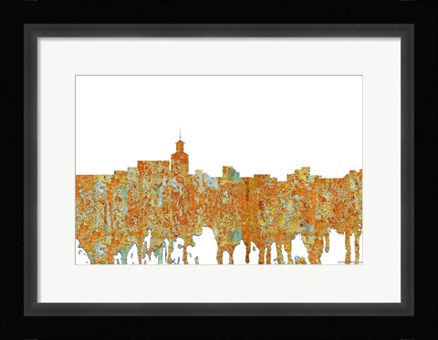 Framed Santa Fe New Mexico Skyline - Rust Print