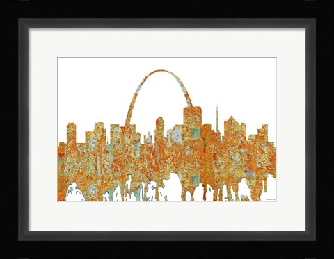 Framed St Louis Missouri Skyline - Rust Print