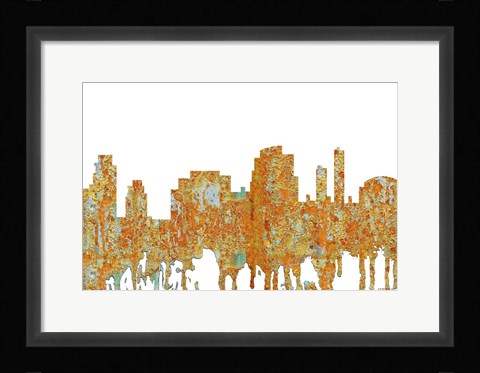 Framed Tempe Arizona Skyline - Rust Print