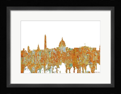 Framed Washington DC Skyline - Rust Print