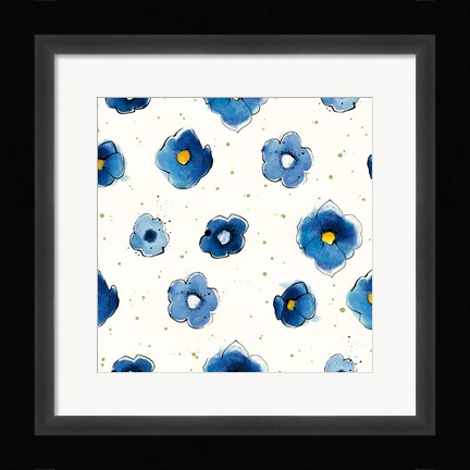 Framed Independent Blooms Blue Pattern V Crop Print