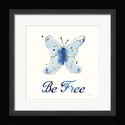 Framed Independent Blooms Blue VII Print