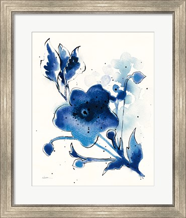 Framed Independent Blooms Blue II Print