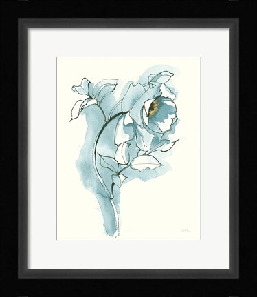 Framed Carols Roses III Cerulean Print