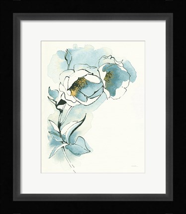 Framed Carols Roses II Cerulean Print
