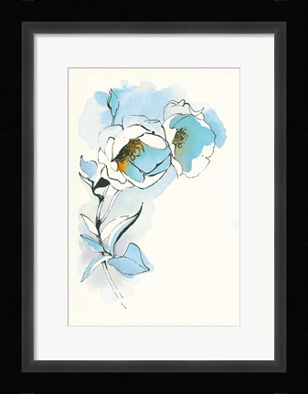 Framed Carols Roses II Blue Print