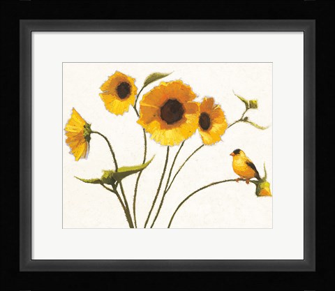 Framed Sunny Flowers on White Print