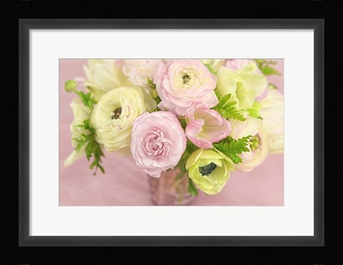 Framed Pink and Lime Spring Bouquet I Print