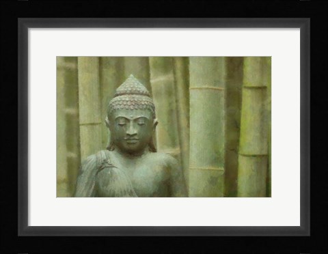 Framed Bronze Buddha With Bamboo Print
