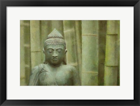 Framed Bronze Buddha With Bamboo Print