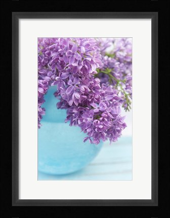 Framed Lilacs in Blue Vase IV Print