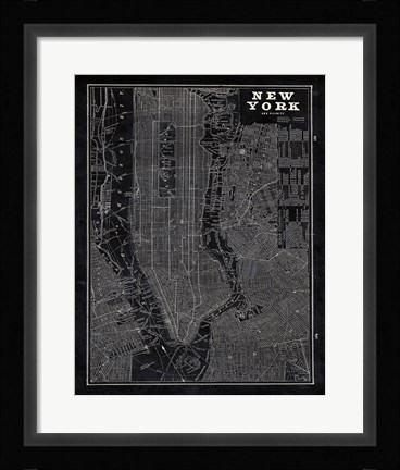Framed Blueprint Map New York Print