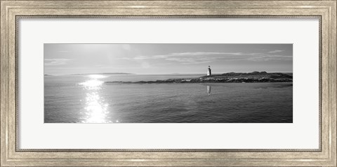 Framed Lighthouse Sound Black and White Crop Print