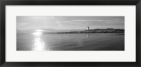 Framed Lighthouse Sound Black and White Crop Print