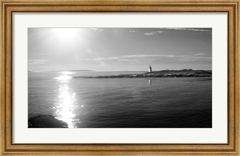 Framed Lighthouse Sound Black and White Print