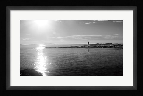 Framed Lighthouse Sound Black and White Print