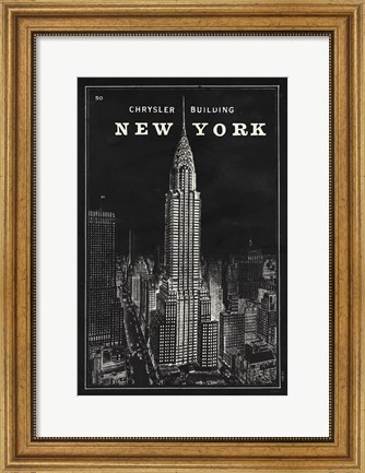 Framed Blueprint Map New York Chrysler Building Black Print