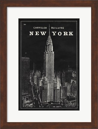 Framed Blueprint Map New York Chrysler Building Black Print