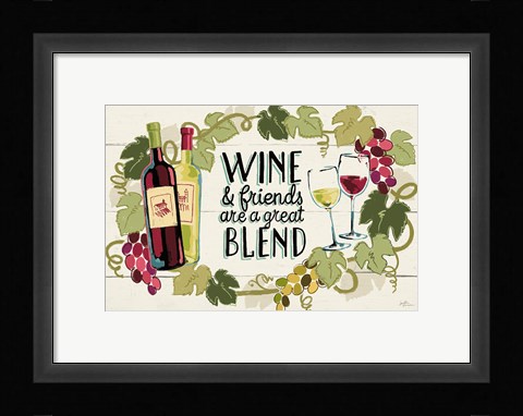 Framed Wine and Friends I Print