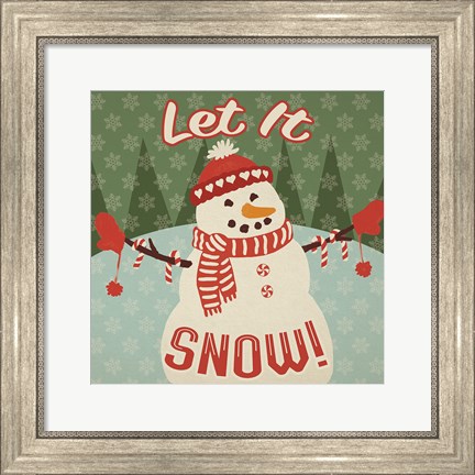 Framed Retro Christmas VII Let It Snow Print