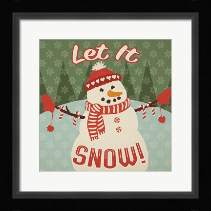 Framed Retro Christmas VII Let It Snow Print