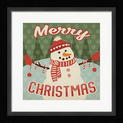 Framed Retro Christmas VII Merry Christmas Print