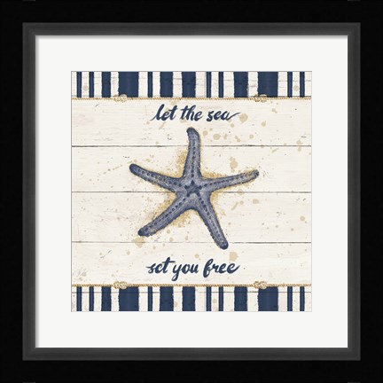 Framed Calm Seas II Gold Rope Border Print
