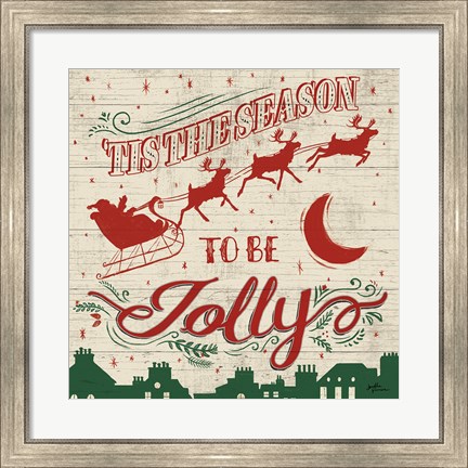 Framed Holiday in the Woods II Red and Green Print