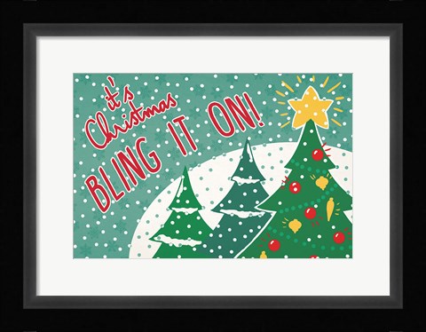 Framed Retro Christmas IV Bright Print