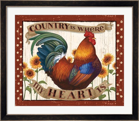 Framed Country Heart I Dots v2 Print