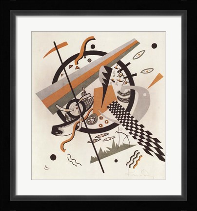 Framed Komposition mit Schachbrettstreifen, 1922 Print