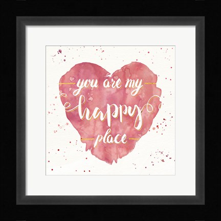Framed Happy Hearts II Pink Print
