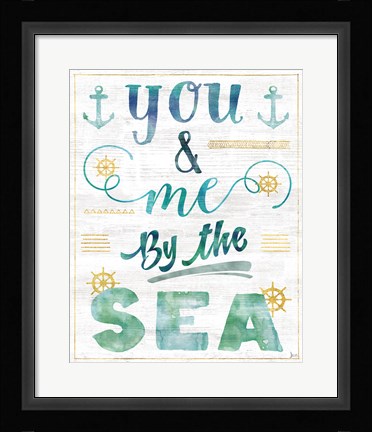 Framed Coastal Words II on Wood Print