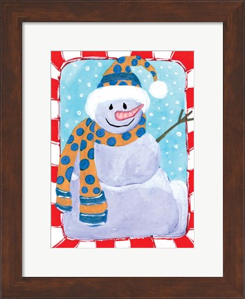 Framed Happy Snowman I Print