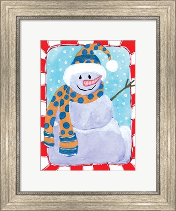 Framed Happy Snowman I Print