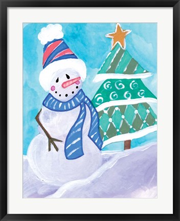 Framed Happy Snowman III Print