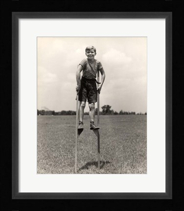 Framed 1930s 1940s Smiling Happy Boy Print