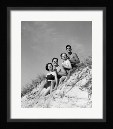 Framed 1930s Group Young Men Women Print